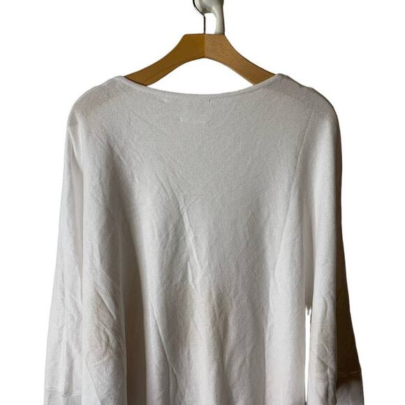 PLANET Lauren G White Yellow Diamond Print Pointed Hem Dolman Sweater One Size - Picture 8 of 10